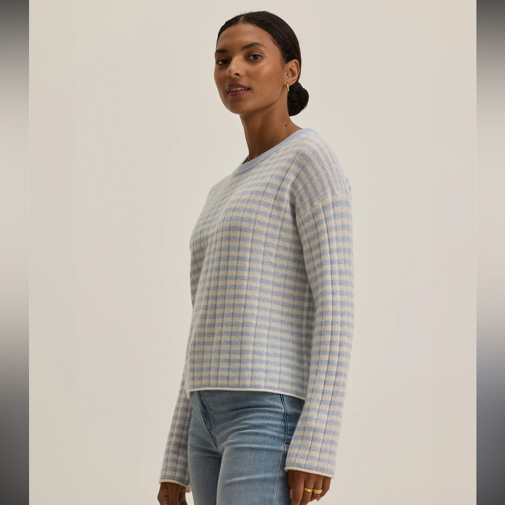 Velvet By Graham And Spencer Striped Cashmere Sweater